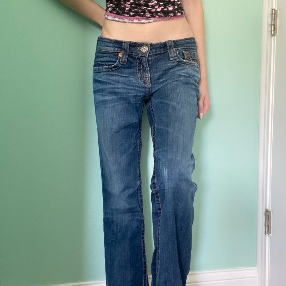 big star blue low rise flare jeans